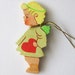 Vintage Germany Christmas Angel With Heart Erzgebirge Wood Wooden Fretwork Flat Ornament