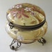 Vintage Czechoslovakia Circa 1880 Amber Glass Enamel Ormulu Dresser Box Jar Handpainted