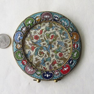 Italy 4-1/2&quot; Frame Vintage Micro Mosaic Circa 1950s Flowers Old Italian Pietra Dura Easel Back Picture Frame