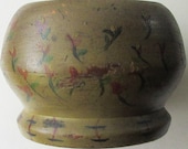 Vintage Folk Art Treen 19th Century Wooden Bowl Hand Painted Treenware