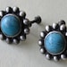 Vintage 1960s Mexican Mexico Sterling Silver Turquoise Earrings Screwback
