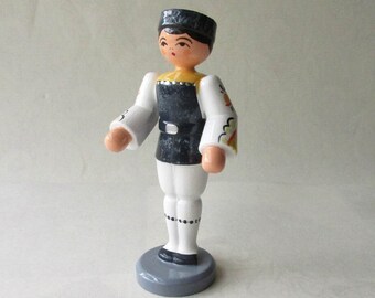 Vintage Erzgebirge Wood Boy Dark Blue Jacket Easter Decoration Christmas 2-7/8&quot; Tall #4
