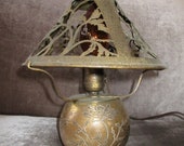 Heintz Art Metal Sterling On Bronze Table Lamp Vintage Arts Crafts Craftsman