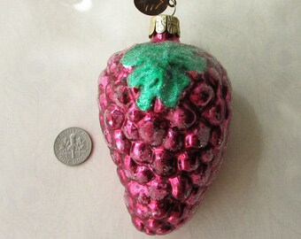 Vintage Germany Macy's Christmas Ornament Cluster Of Grapes Hand Blown Glass German