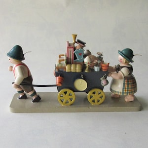 Vintage East Germany Wendt and Kühn Wood Peddlars Cart Moving Day Wooden Decoration Christmas