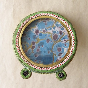 Italy 2-1/8&quot; Frame Vintage Micro Mosaic Circa 1970 Flowers Old Italian Easel Back Picture Frame