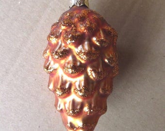 Vintage Germany Christmas Ornament Big Pine Cone Hand Blown Glass German #24