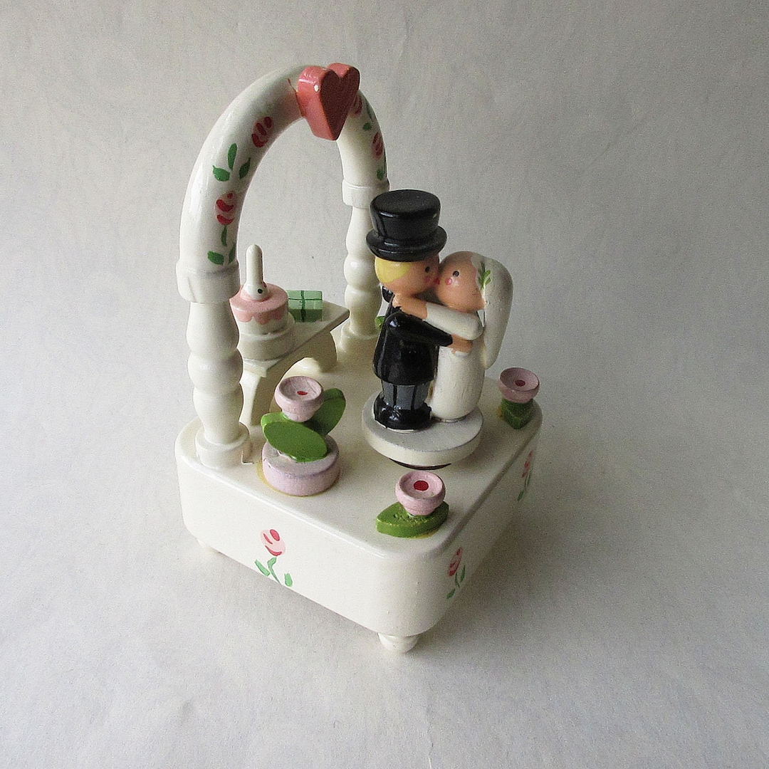 Sevi Italy Vintage Wooden Wood Wedding Music Box Bride and Groom Etsy