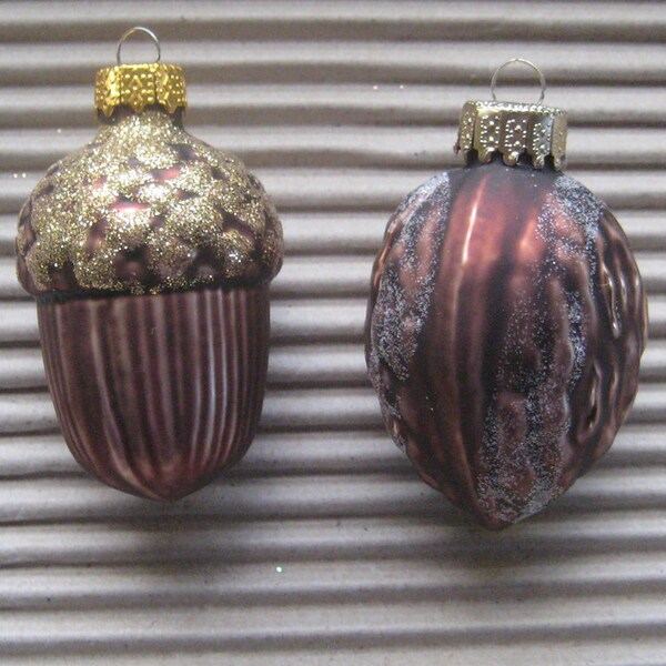 4 Vintage Christmas Ornaments Martha Stewart Hand Blown Glass Acorns And Nuts