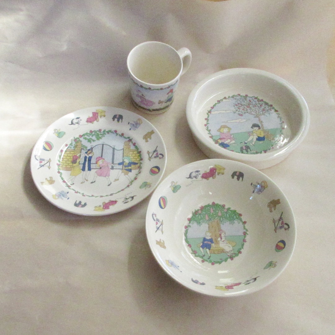 4 Piece Childs Dishes Set Laura Ashley Playtime 1980 Plate
