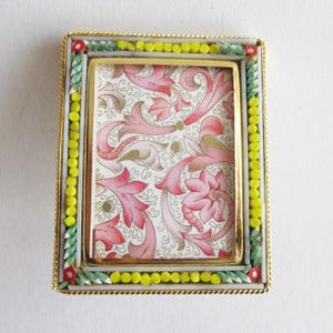 Italy 2-1/2&quot; by 1-15/16&quot; Frame Vintage Micro Mosaic Circa 1960s Flowers Old Italian Pietra Dura Easel Back Picture Frame