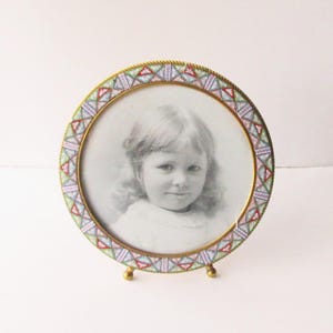 Vintage Italy 5-1/8&quot; Large Frame Vintage Micro Mosaic Circa 1950 Flowers Old Italian Easel Back Picture Frame