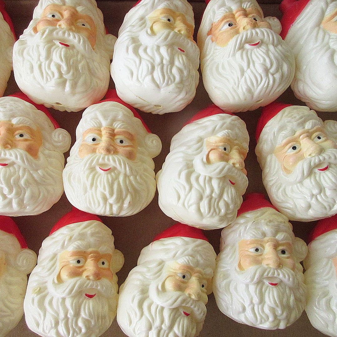 19 Vintage Christmas Light Covers Sweet Santa Heads Hard Etsy