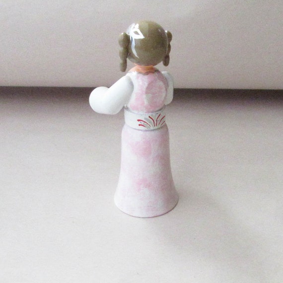 ERZGEBIRGE 木製オブジェ 女の子と木 Vintage Erzgebirge Wood Girl With Mirror Wooden Easter