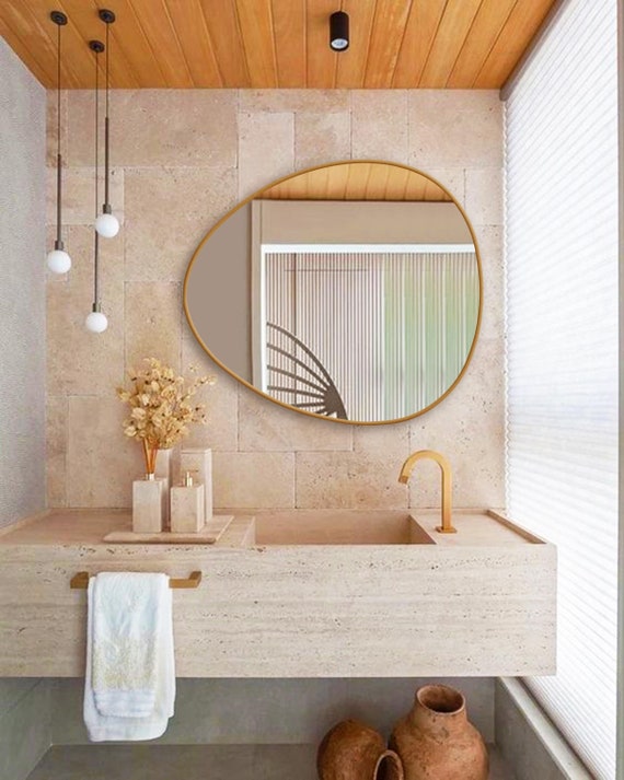 Asymmetrische spiegel voor decoratie grote moderne ovale