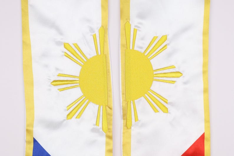 3 Pcs Philippines Gaduation Stole Set, Emboideed Filipino