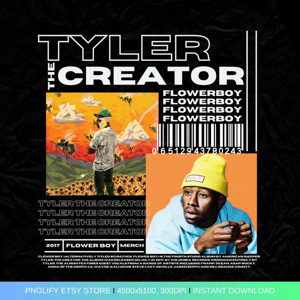 Tyler The Creator T-Shirt Design, Instant Download, Free Commercial Use, Flower Boy Album Cover, Tyler The Creator Png, High Quality Png