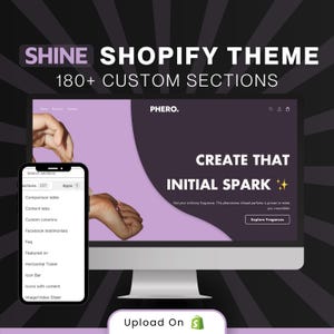 Shine Pro 1.3.0 180以上のセクションテーマ、Shopify Ultimateテーマ、完全カスタマイズ可能、SEO最適化、レスポンシブテーマ、アップセル、機能