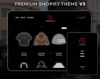 Thème de vêtements Shopify V3, Thème de marque de vêtements, Modèle de page de saisie, Lecteur de musique, Style de vêtement, Vidéo d'arrière-plan, Thème Shopify personnalisé