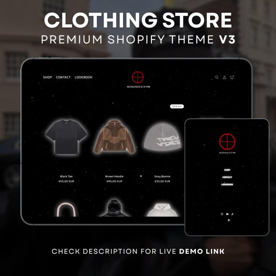Shopify Clothing Theme V3, Clothing Brand Theme, Enter Page Template, Music Player, Clothing Style, Background Video, Custom Shopify Theme