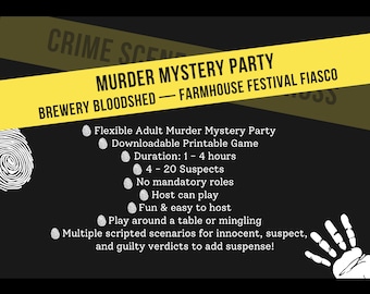 Juego imprimible de misterio de asesinato para fiestas de adultos. De 4 a 20 jugadores (flexible). Derramamiento de sangre en la cervecería: Fiasco del festival de la granja. [Descarga digital]