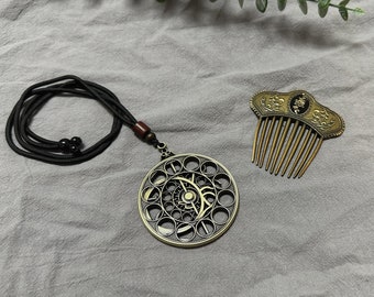 Bloodborne Old Hunter Astral Clock Celestial Dial necklace And Small Hair Ornament ,Metal handicraft ,Birthday gift