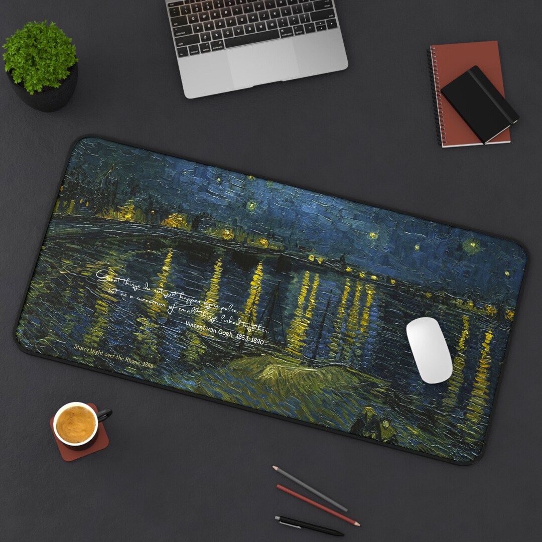 Desk Mat Starry Night Over the Rhone Painting Vincent Van Gogh Computer ...