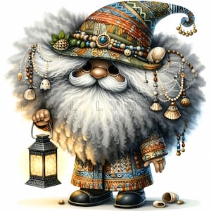 Clipart di gnomo africano - Arte digitale di gnomo afro nero, stampe ad acquerello, 15 PNG di alta qualità a 300 DPI, lavoretti di carta Kwanzaa, diari