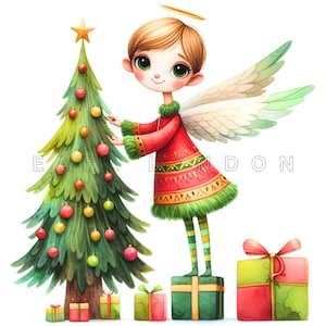 Clipart de ANJO de Natal útil PNG 15 anjos fofos e peculiares Diário de férias impressões de arte digital Clip art para impressão em aquarela 300 DPI