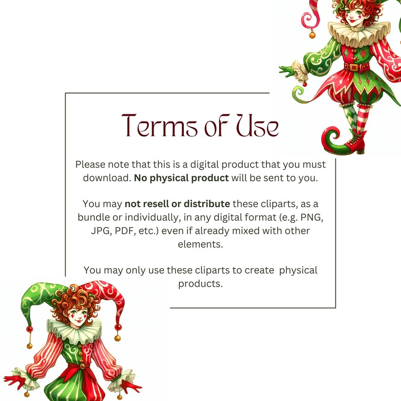 Mischievous Christmas JESTER Clipart PNG 15 Cute Quirky Holiday Comic
