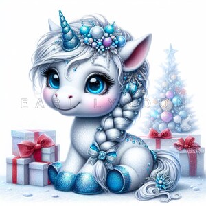 Winter baby UNICORN PNG 15 cute christmas unicorn holiday clipart Digital art prints Watercolor printable clip art 300 DPI