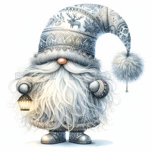 Hiver glacial GNOME Clipart PNG 15 nain lunatique Noël vacances indésirable journal art impression aquarelle clipart imprimable 300 DPI