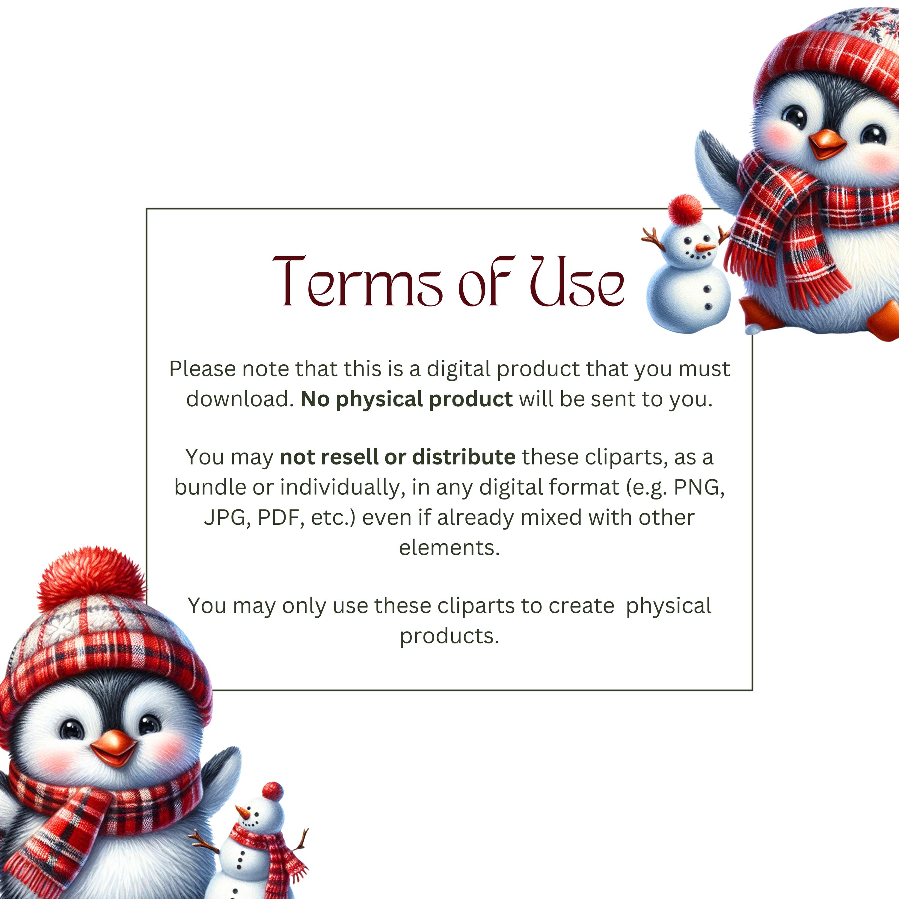 Winter Christmas PENGUIN PNG 15 Cute Whimsical Penguin Holiday Clipart ...