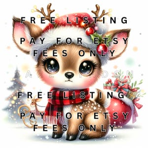 Weihnachten REINDEER Clipart PNG 15 niedliche wunderliche Baby Rentier Urlaub Clipart Digitale Kunst Drucke Aquarell druckbare Clip Art 300 DPI