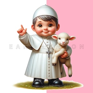 Clipart de Papa Gnomo - Arte Digital de Bebê Católico, Imprimíveis em Aquarela, 15 PNGs Transparentes de Alta Qualidade com 300 DPI, Diário de Sucata, Sublimação