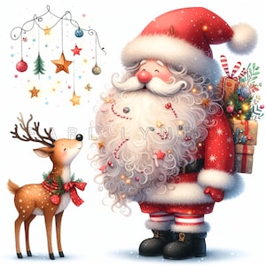 Clipart de Papai Noel caprichoso e legal PNG 15 clipart fofos de Papai Noel para o feriado de Natal Impressões de arte digital Clipart para impressão em aquarela 300 DPI