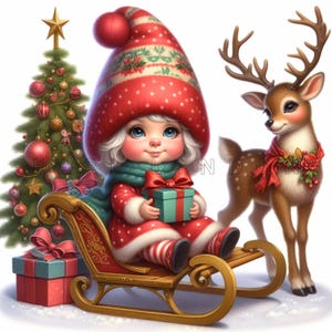 Clipart de gnomo bebé de Papá Noel: arte digital navideño, imprimibles de acuarela para las fiestas, 15 PNG de alta calidad de 300 DPI, diarios basura, tarjetas