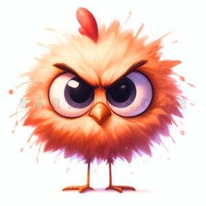 Quirky Angry Chicken Clipart PNG 15 uroczych, głupich kogutów, kapryśnych clipartów Cyfrowe wydruki artystyczne Akwarela, wydrukowalna sztuka clipart 300 DPI