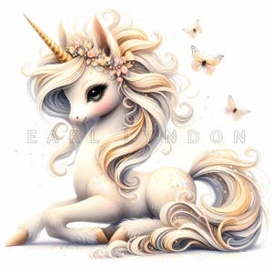 Clipart licorne saupoudré de vanille - Dragon Cupcake Topper Fantasy Art, imprimables aquarelles, 15 fichiers JPEG 300 DPI de haute qualité, projets de bricolage