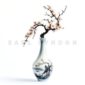 Sakura Ikebana Vase Clipart - Kirschblüten Japanische Kunst, Blumen Aquarell Printables, 15 hochwertige 300 dpi JPEGs, Junk Journals