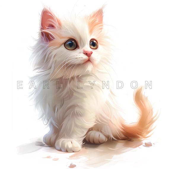 Cute Cat Cliparts Soft Anime Cats Digital Art, Watercolor