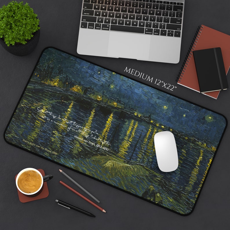 Desk Mat Starry Night Over the Rhone Painting Vincent Van Gogh Computer ...