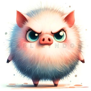Angry Feathery Pigs Clipart - Quirky Goofy Swine Digital Art, Whimsical Watercolor Printables, 15 High Quality 300 DPI PNG, Cute Hog, Crafts