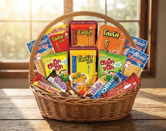 Surtido de snacks tailandeses: dulces, patatas fritas y golosinas asiáticas exóticas