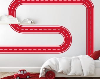 Road Wall Decal: Car Track Mural, Kids Playroom Decor
