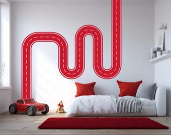Race Track Wall Decal: Kids Playroom Road Mural