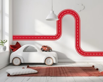 Toy Car Road Wall Decal: Playroom Racing Mural