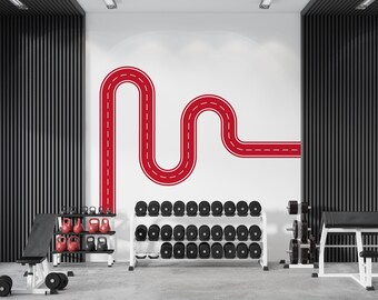 Road Wall Decal Racing Line Wall Mural Playroom Kids Room