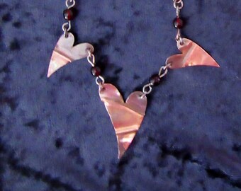 Form Fold Artsy Heart Garnet Necklace N11 by Carol Santora