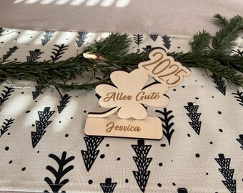 DIG0065 Laser file lucky charm New Year's Eve clover shamrock 3 mm plywood file SVG DXF AI Laser Cut Laserfile Lasercut Download